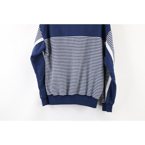 Vintage 90s Streetwear Mens Small Faded Striped Collared Pullover Sweatshirt - Picture 8 of 8